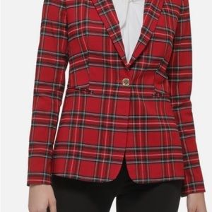 Tommy Hilfiger Women Slim-Fit One Button Plaid Blazer